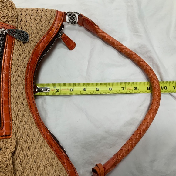 Woven Straw and Orange Patent Leather Brighton Bag - Picture 7 of 10